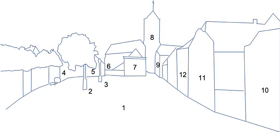 tekening van objecten op het schilderij